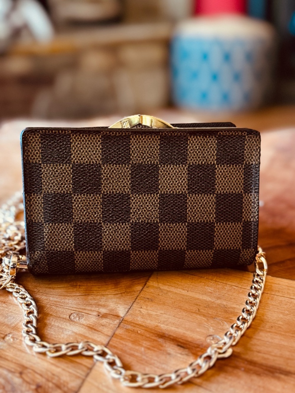 Louis Vuitton French compact wallet kiss Lock vintage 2001 brown unbranded chain - Picture 4 of 17